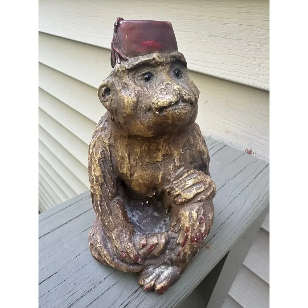 Vintage Gargoyles Studio chalkware monkey candle holder gothic chinoserie 7”